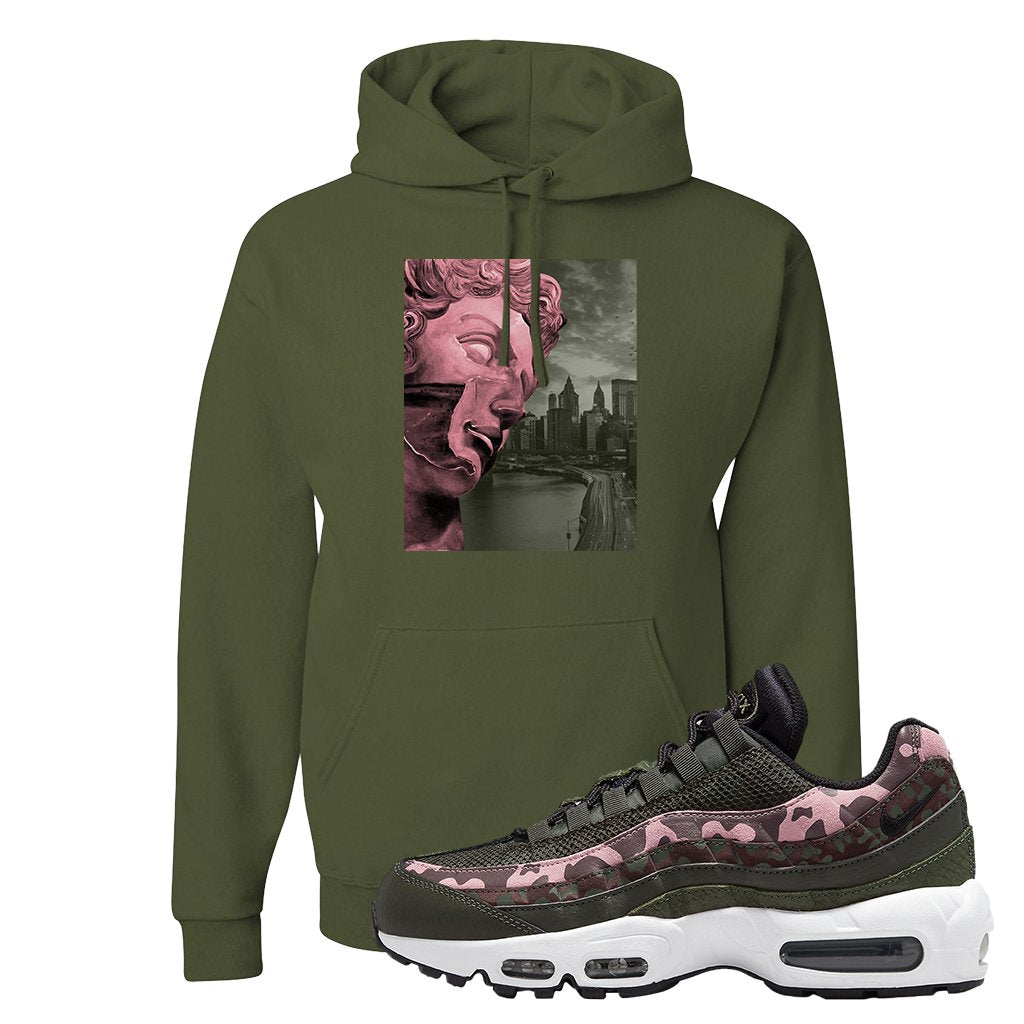 Olive Pink Camo 95s Hoodie | Miguel, Military Green