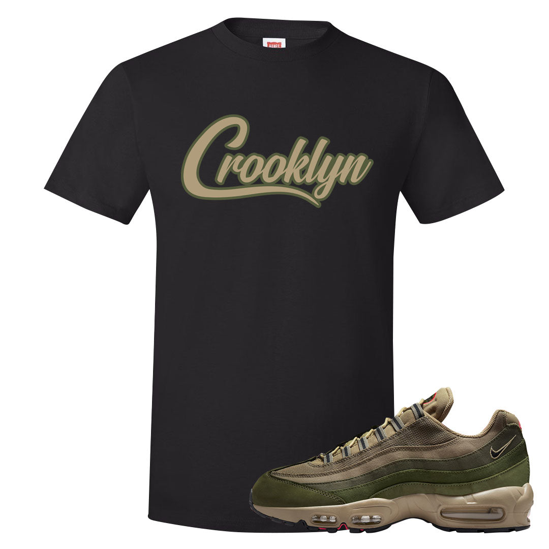 Medium Olive Rough Green 95s T Shirt | Crooklyn, Black