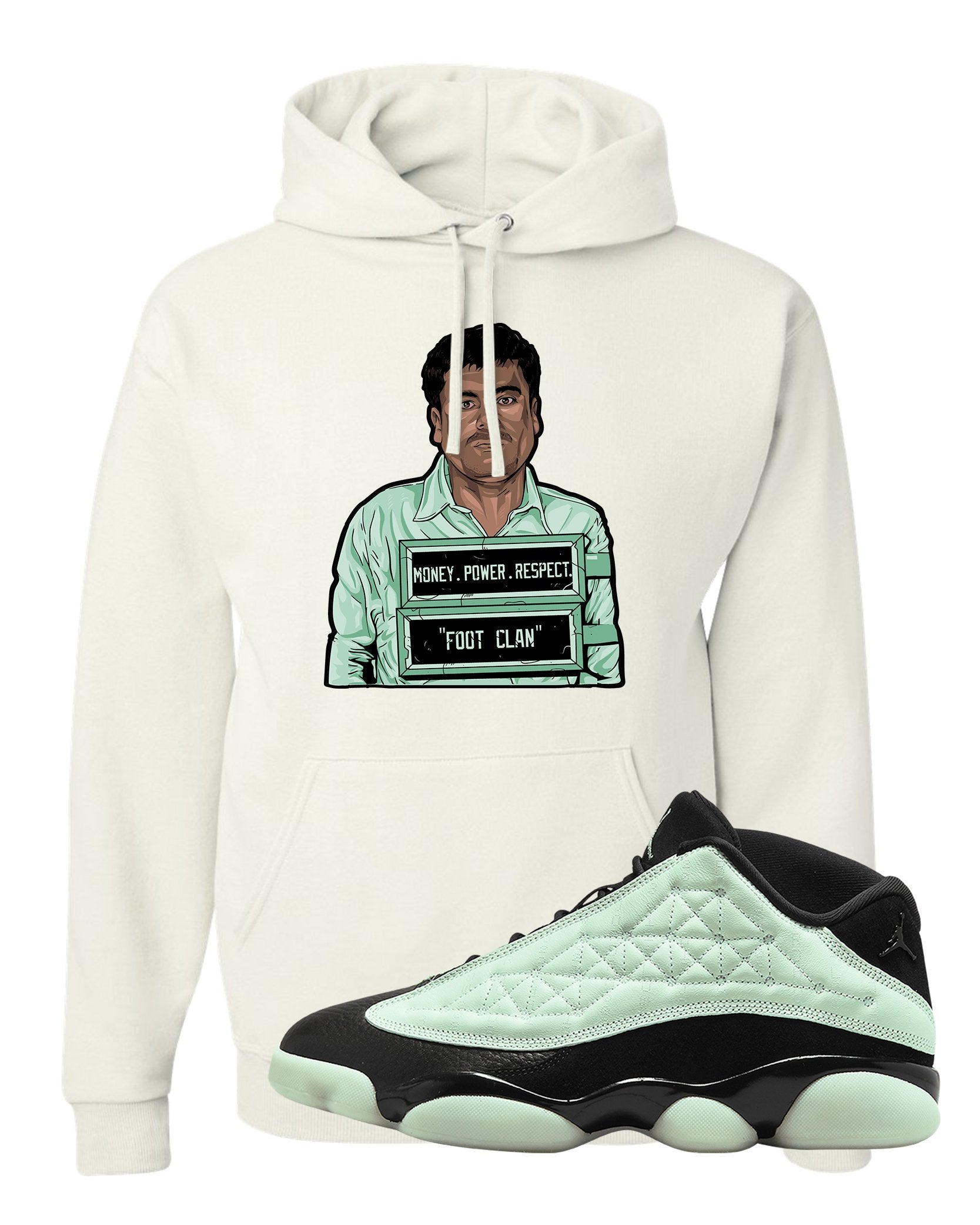 Single's Day Low 13s Hoodie | El Chapo Illustration, White