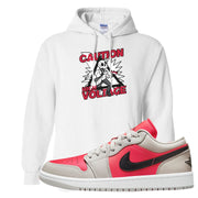 Light Iron Ore Low 1s Hoodie | Caution High Voltage, White