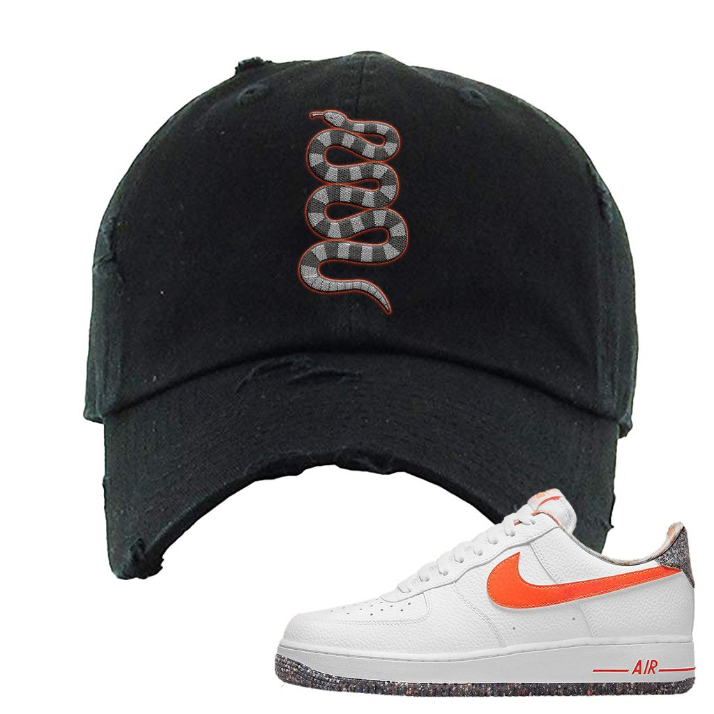 Air Force 1 Low Crimson Grind Rubber Distressed Dad Hat | Coiled Snake, Black