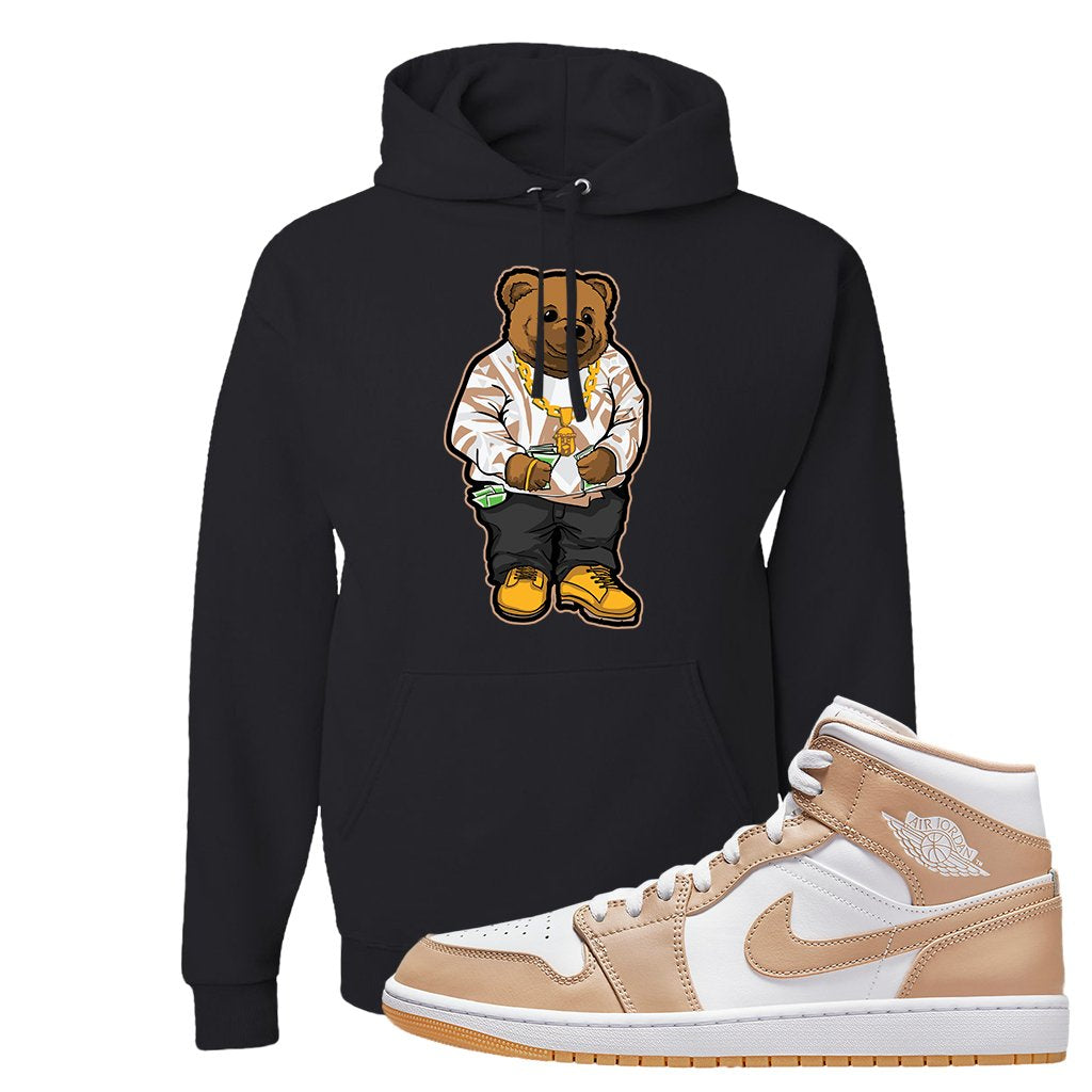 Air Jordan 1 Mid Tan Leather Hoodie | Sweater Bear, Black