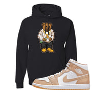 Air Jordan 1 Mid Tan Leather Hoodie | Sweater Bear, Black