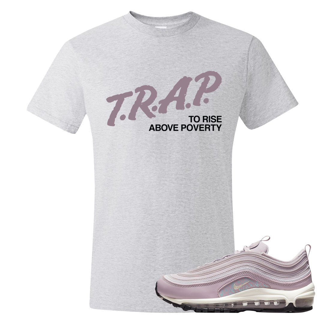 Plum Fog 97s T Shirt | Trap To Rise Above Poverty, Ash