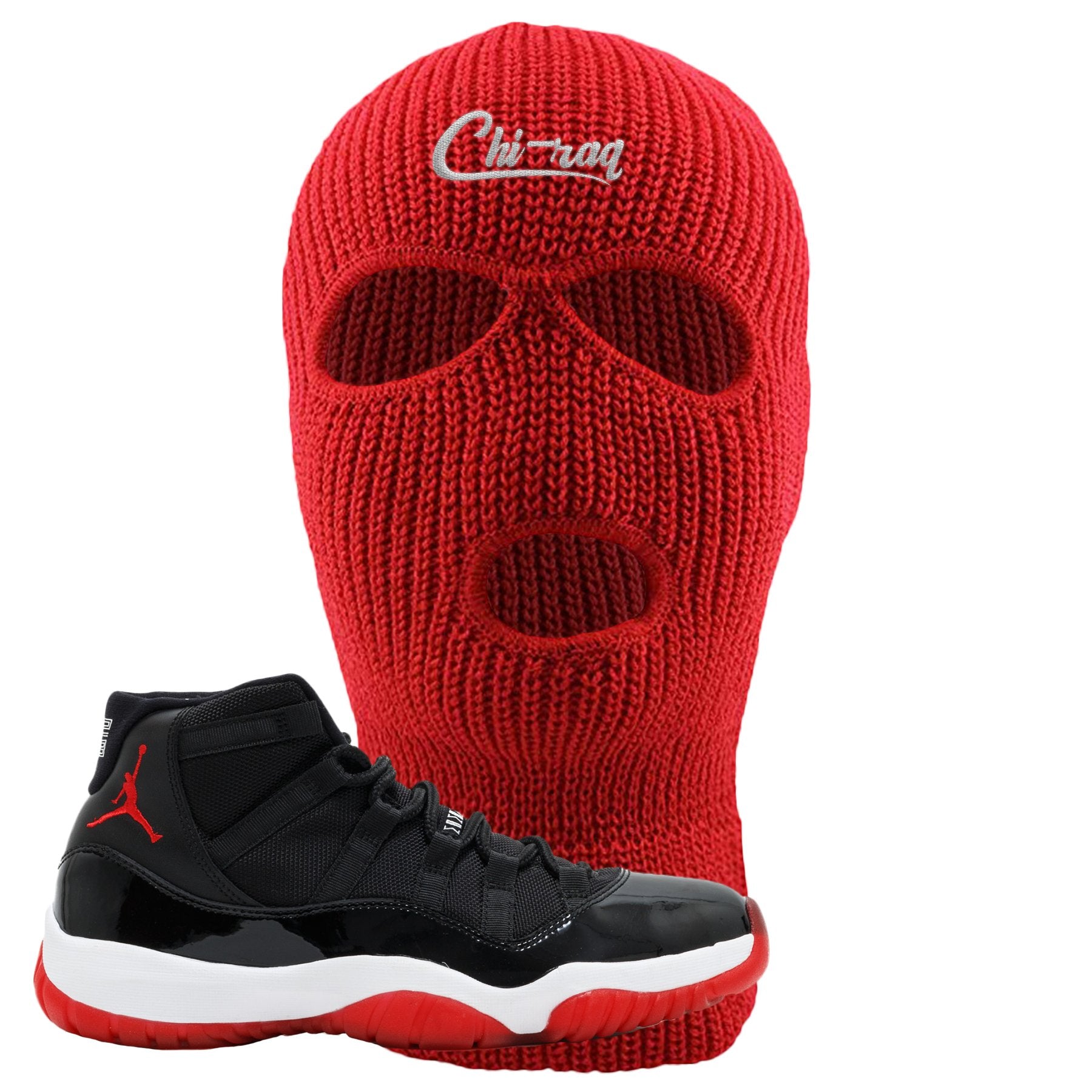 Jordan 11 Bred Chi-raq Red Sneaker Matching Ski Mask
