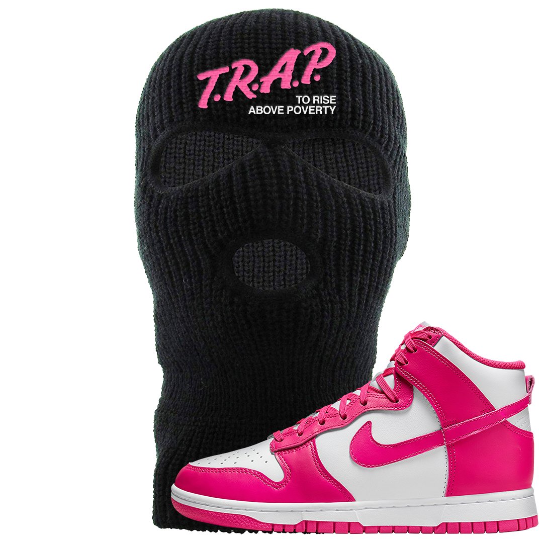 Pink Prime High Dunks Ski Mask | Trap To Rise Above Poverty, Black