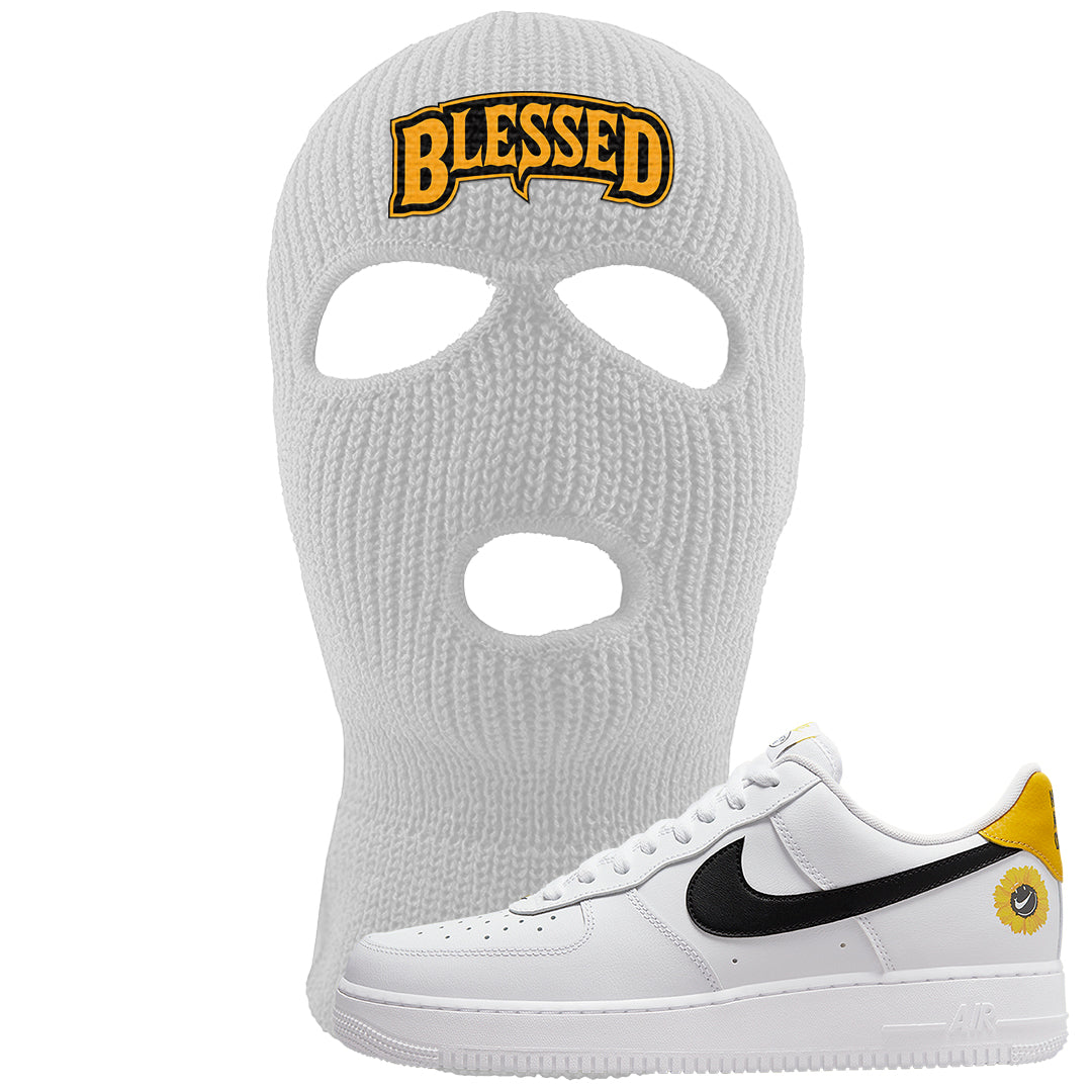 Have A Nice Day AF1s Ski Mask | Blessed Arch, White