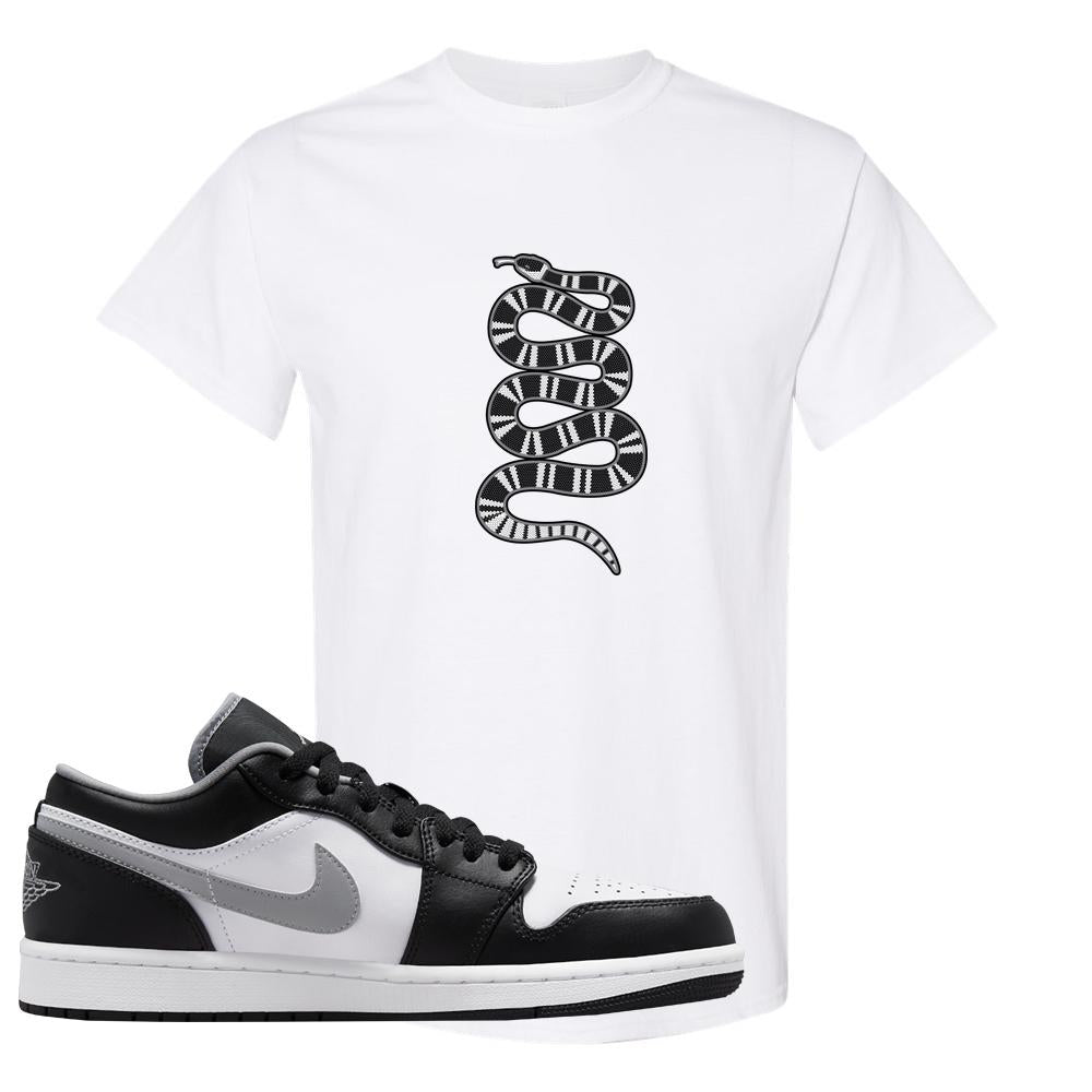 Air Jordan 1 Low Black Medium Grey T Shirt | Coiled Snake, White