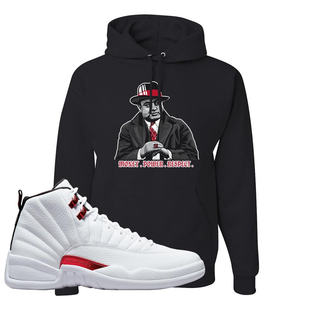 Twist White Red 12s Hoodie | Capone Illustration, Black