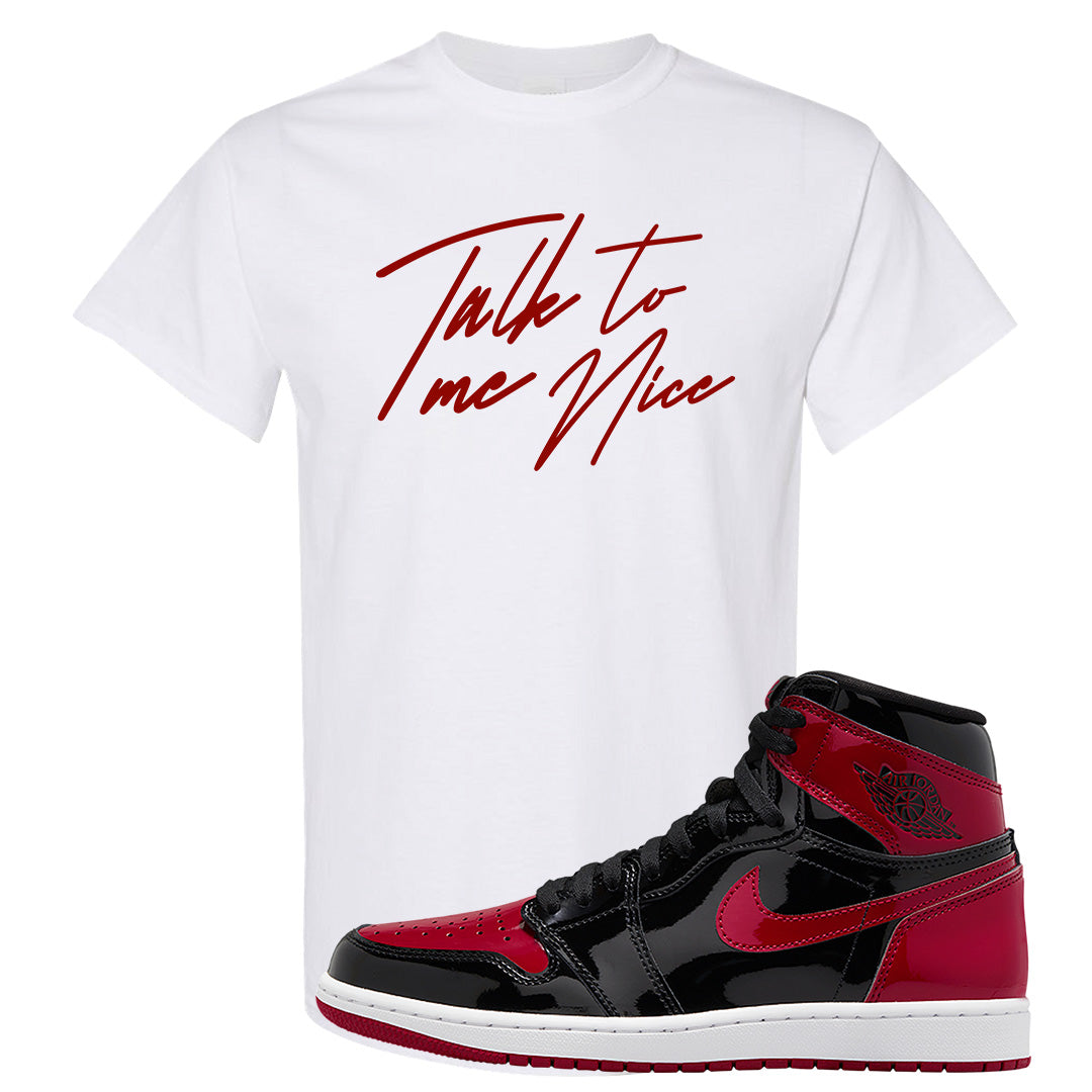 Patent Bred 1s T Shirt | Talk To Me Nice, White