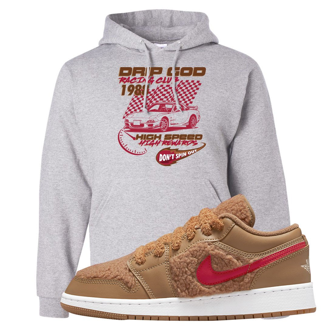 Teddy Bear Low 1s Hoodie | Drip God Racing Club, Ash