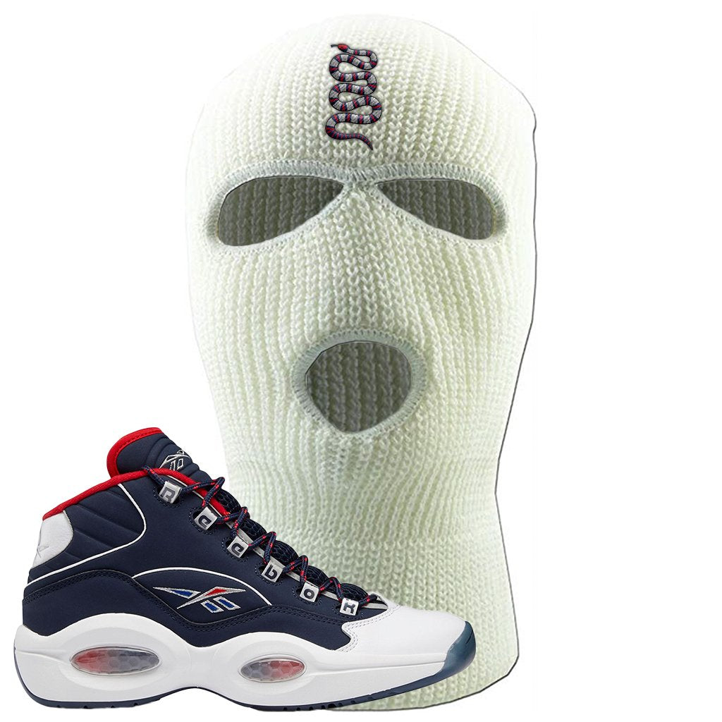 USA Mid Questions Ski Mask | Coiled Snake, White
