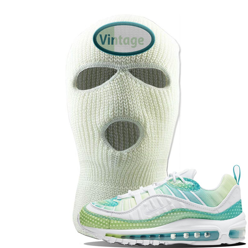 WMNS Air Max 98 Bubble Pack Sneaker White Ski Mask | Winter Mask to match Nike WMNS Air Max 98 Bubble Pack Shoes | Vintage Oval