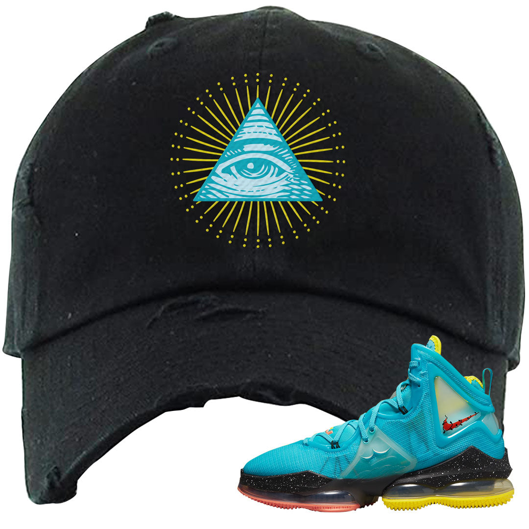 South Beach Christmas Bron 19s Distressed Dad Hat | All Seeing Eye, Black