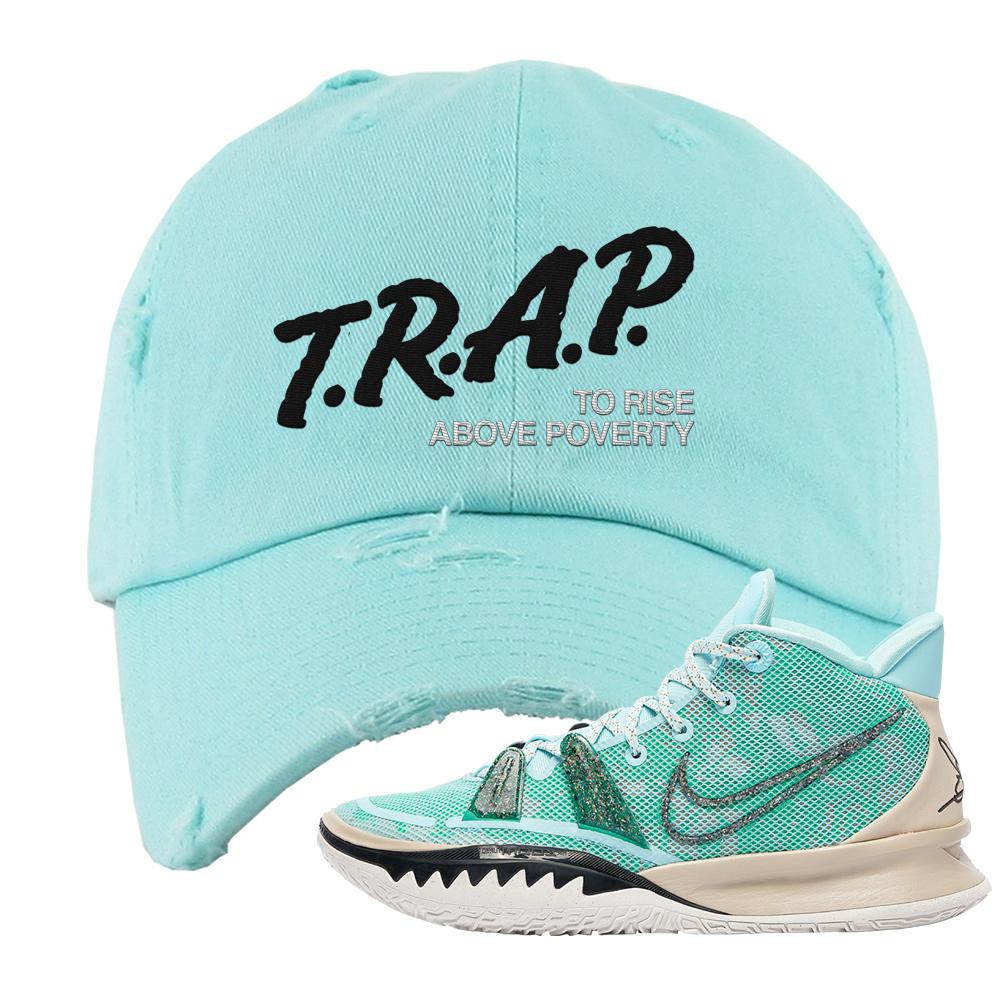 Copa 7s Distressed Dad Hat | Trap To Rise Above Poverty, Diamond Blue