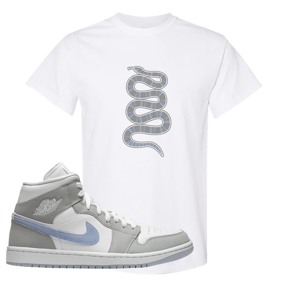 Wolf Grey Mid 1s T Shirt | Coiled Snake, White