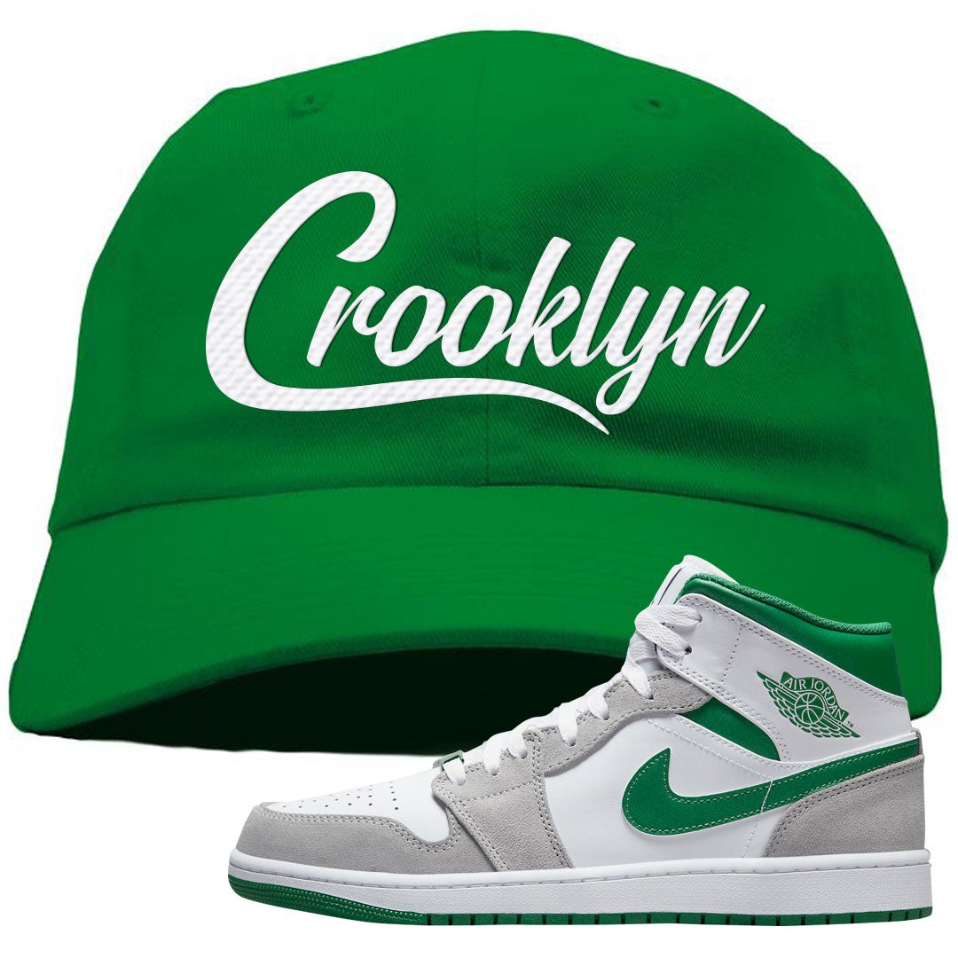 Light Smoke Pine Green Mid 1s Dad Hat | Crooklyn, Kelly Green