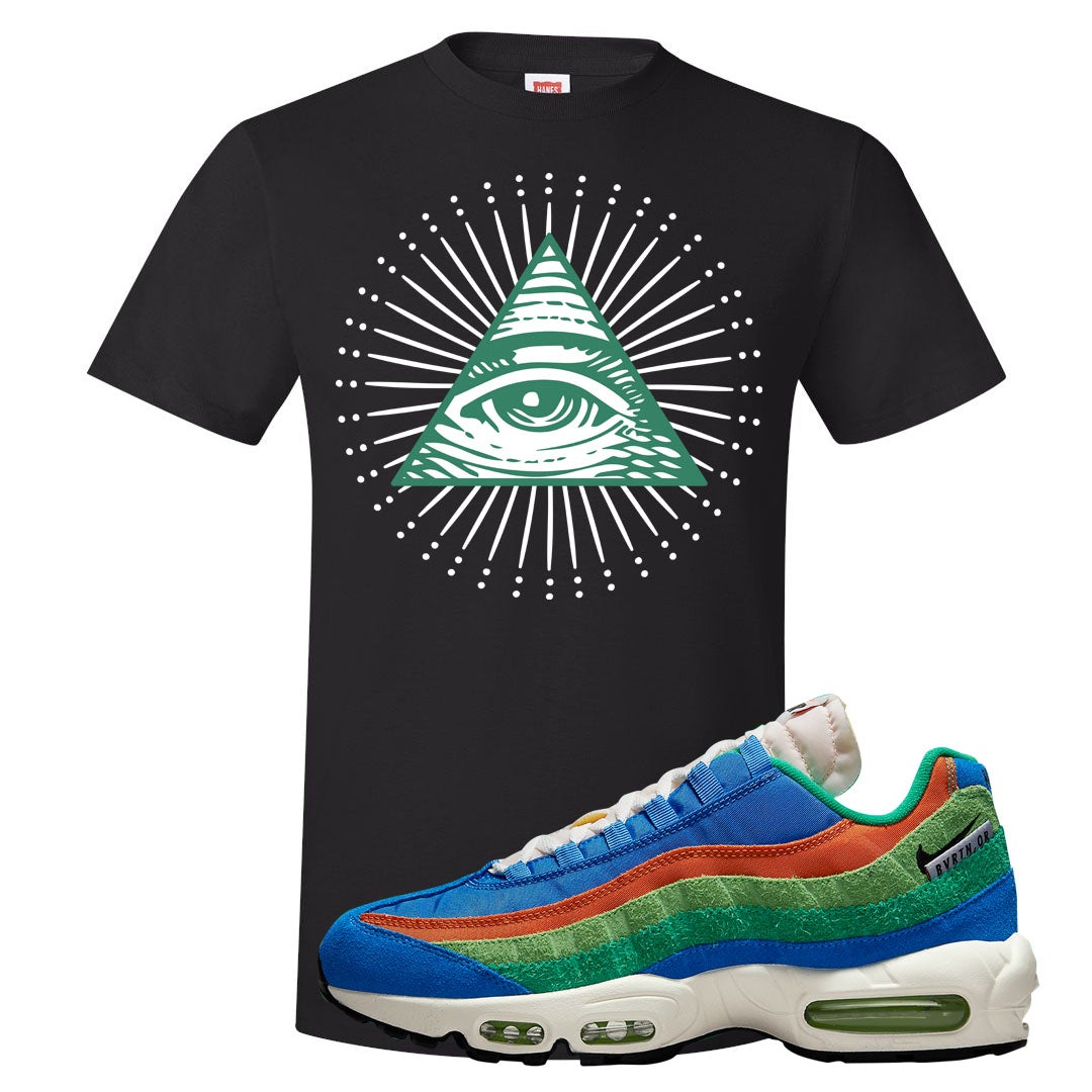 Light Blue Green AMRC 95s T Shirt | All Seeing Eye, Black