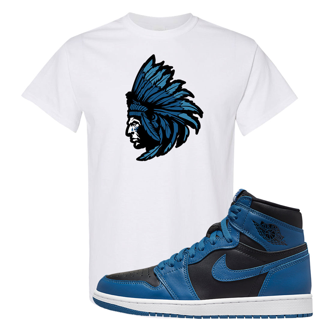 Dark Marina Blue 1s T Shirt | Indian Chief, White
