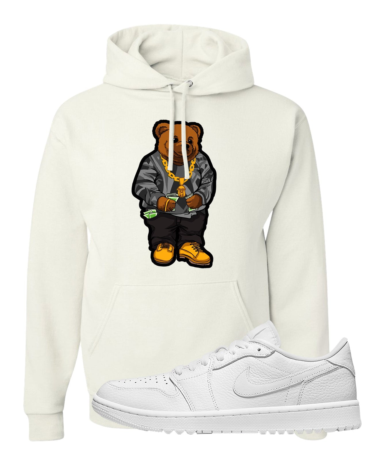 Triple White Golf Low 1s Hoodie | Sweater Bear, White