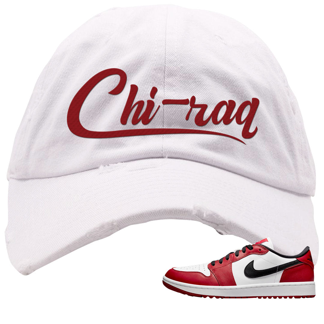 Chicago Golf Low 1s Distressed Dad Hat | Chiraq, White