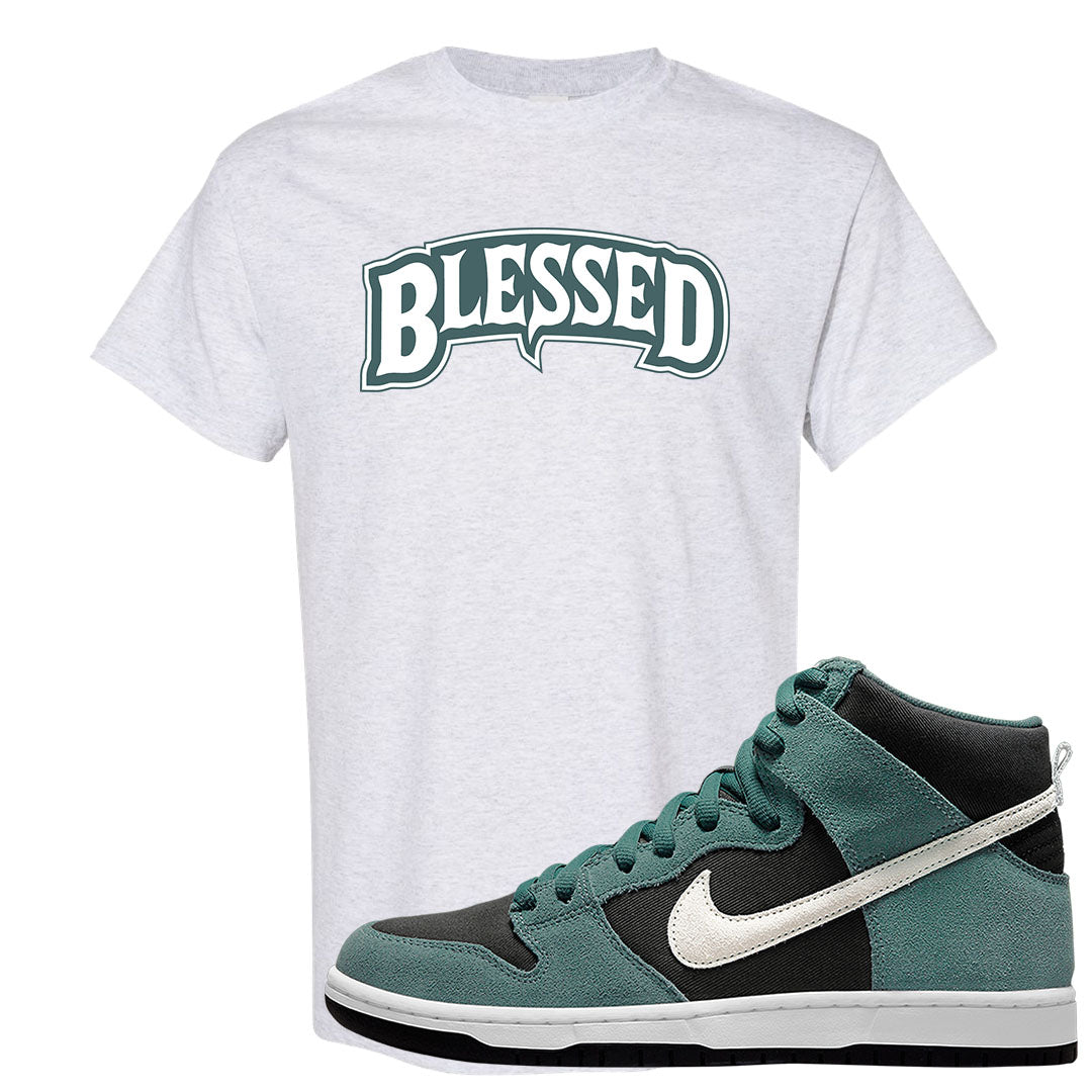 Green Suede High Dunks T Shirt | Blessed Arch, Ash