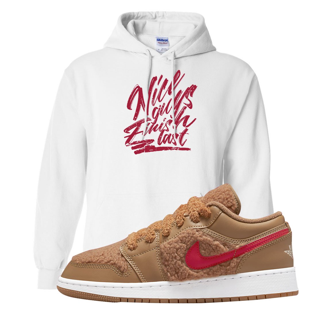 Teddy Bear Low 1s Hoodie | Nice Guys Finish Last, White