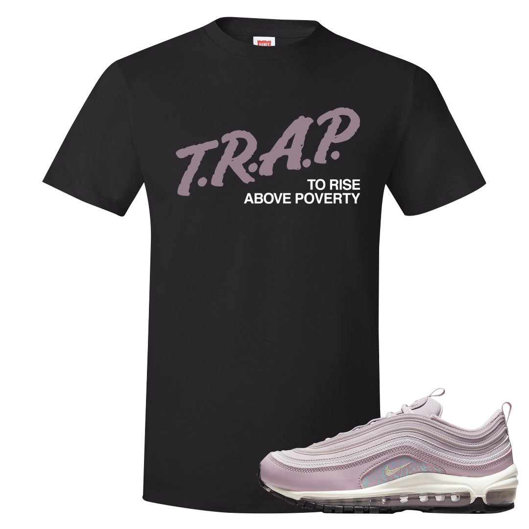 Plum Fog 97s T Shirt | Trap To Rise Above Poverty, Black