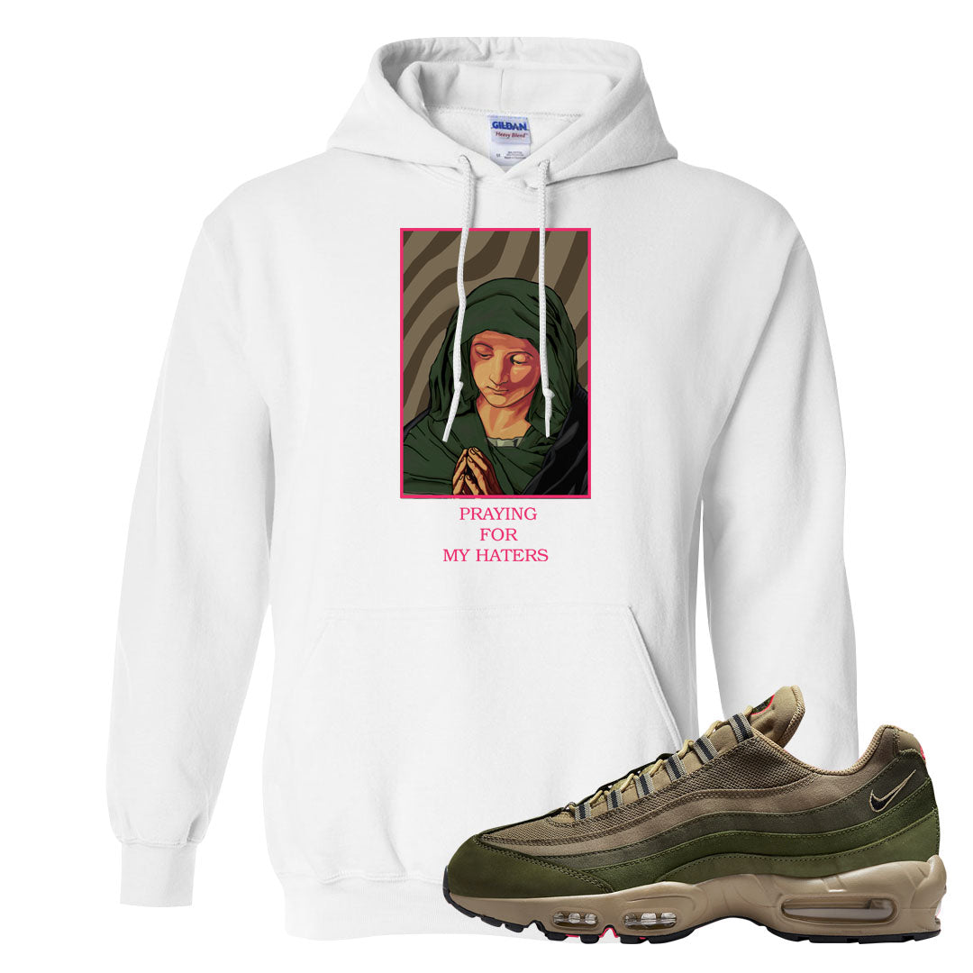 Medium Olive Rough Green 95s Hoodie | God Told Me, White