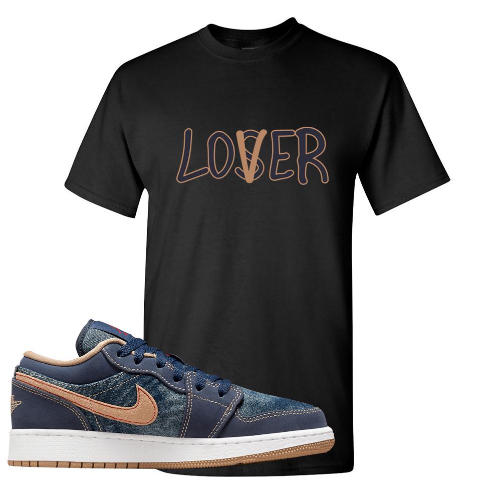 Denim Gum Bottom Low 1s T Shirt | Lover, Black