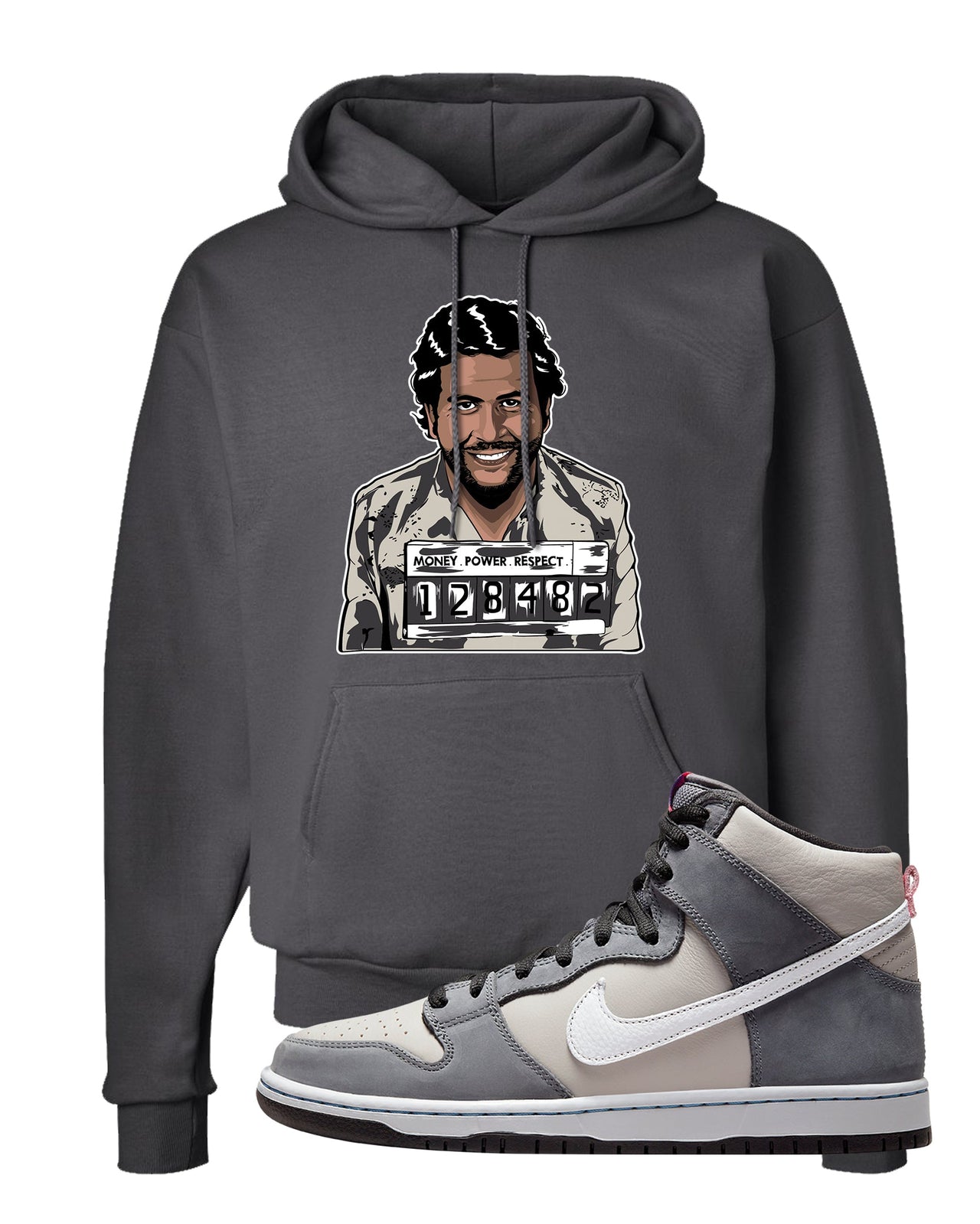 Medium Grey High Dunks Hoodie | Escobar Illustration, Smoke Grey