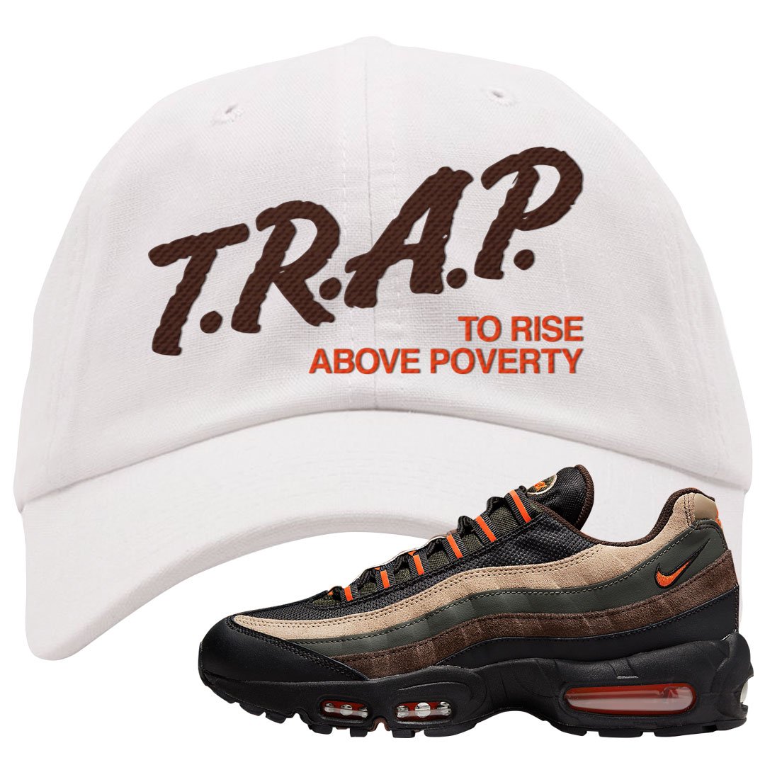 Dark Army Orange Blaze 95s Dad Hat | Trap To Rise Above Poverty, White