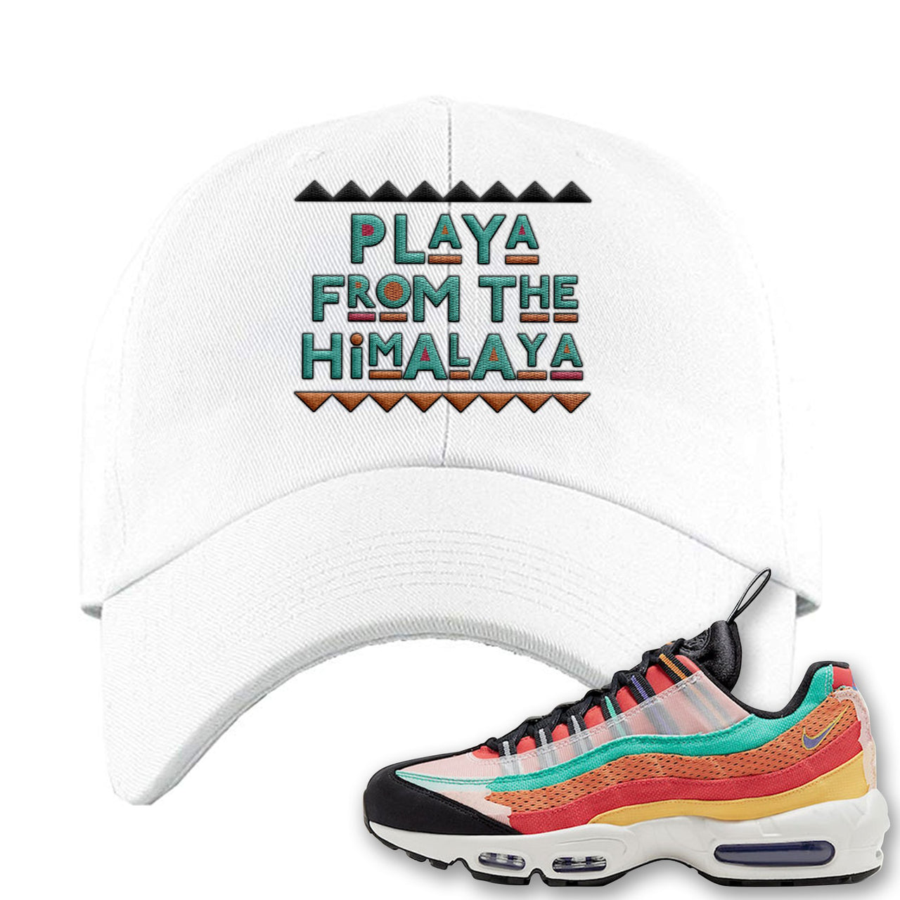 Air Max 95 Black History Month Sneaker White Dad Hat | Hat to match Air Max 95 Black History Month Shoes | Playa From The Himalaya