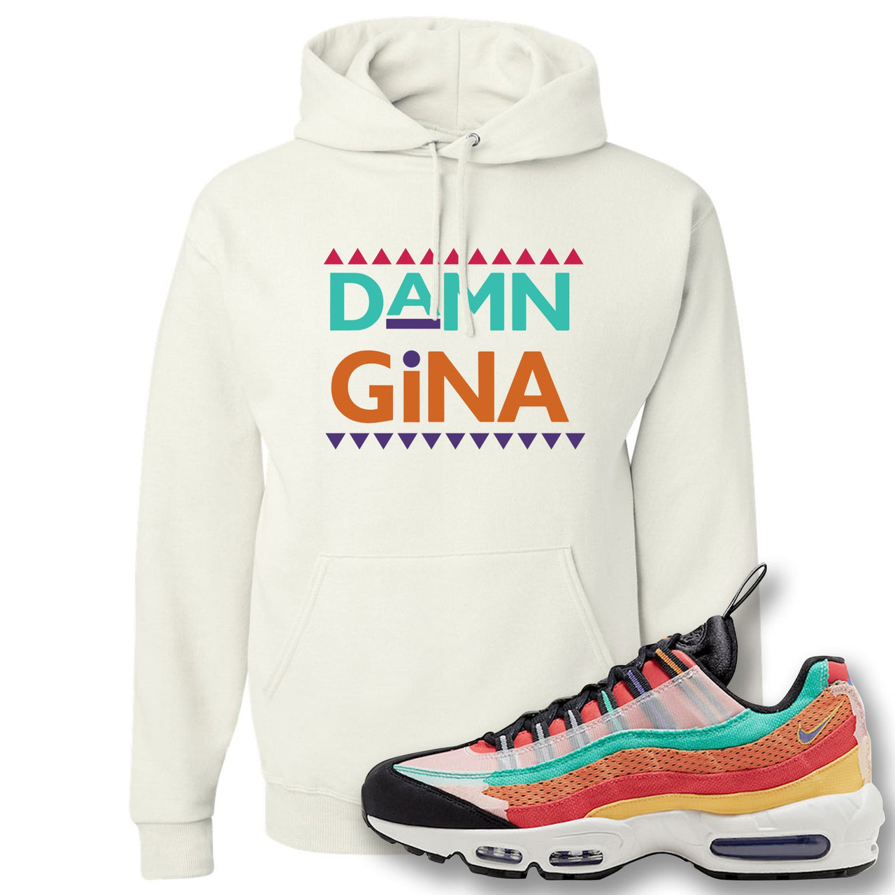 Air Max 95 Black History Month Sneaker White Pullover Hoodie | Hoodie to match Nike Air Max 95 Black History Month Shoes | Damn Gina