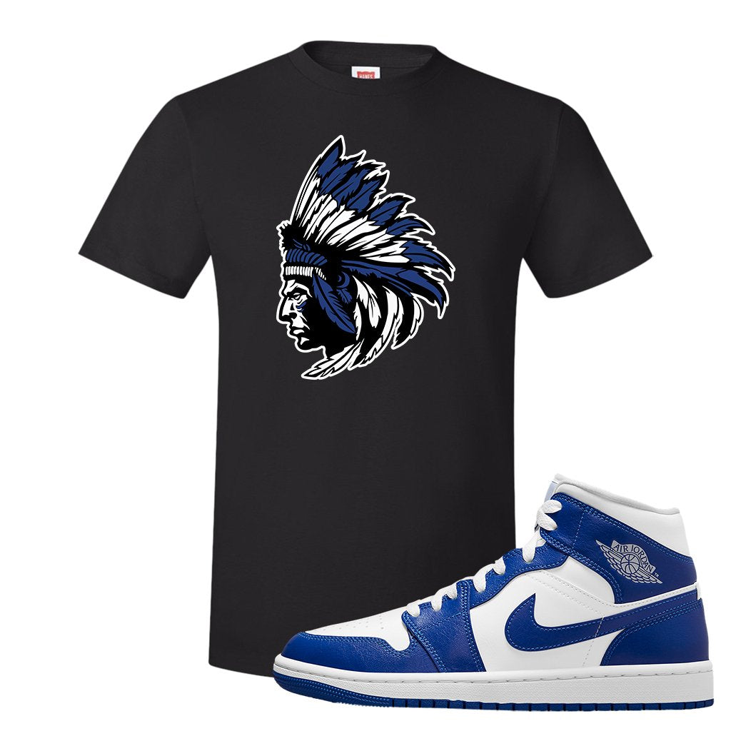 Air Jordan 1 Mid Kentucky Blue T Shirt | Indian Chief, Black