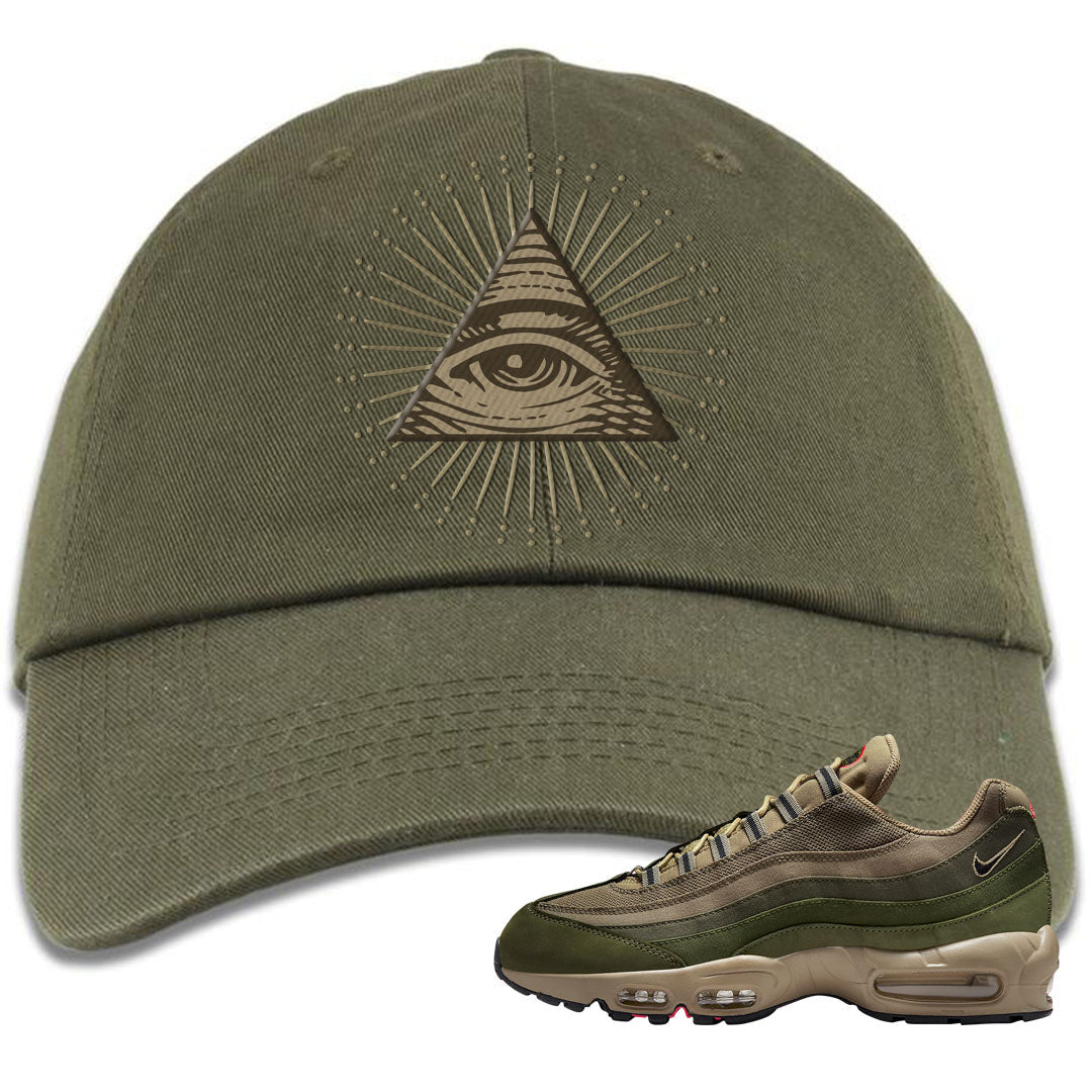 Medium Olive Rough Green 95s Dad Hat | All Seeing Eye, Olive