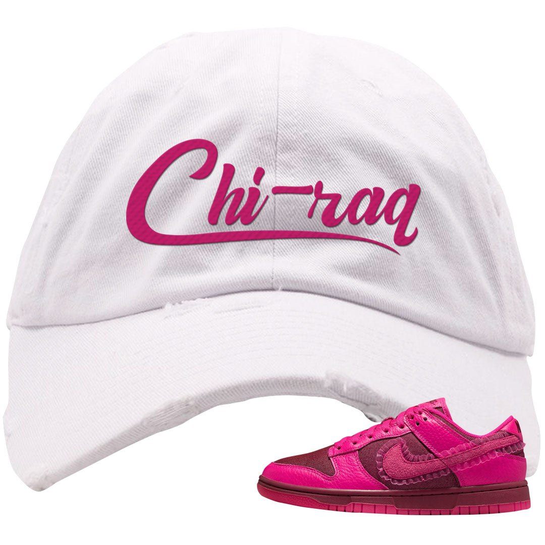 2022 Valentine's Day Low Dunks Distressed Dad Hat | Chiraq, White