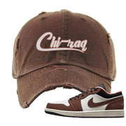 Mocha Low 1s Distressed Dad Hat | Chiraq, Brown