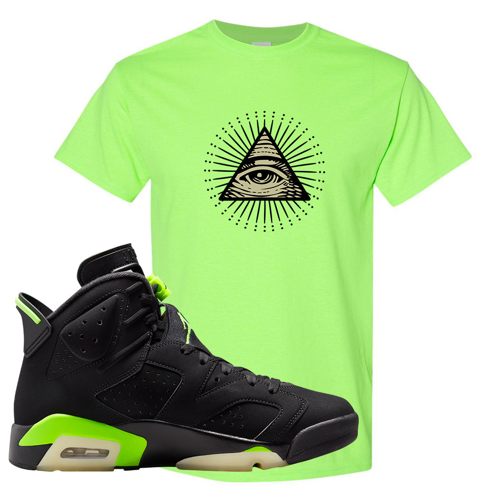 Electric Green 6s T Shirt | All Seeing Eye, Neon Green