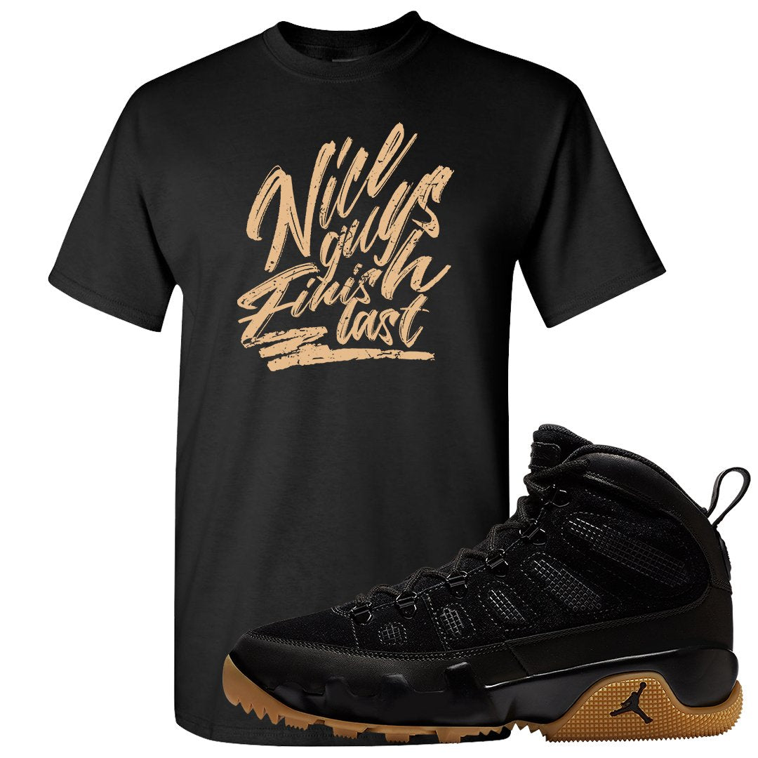 NRG Black Gum Boot 9s T Shirt | Nice Guys Finish Last, Black