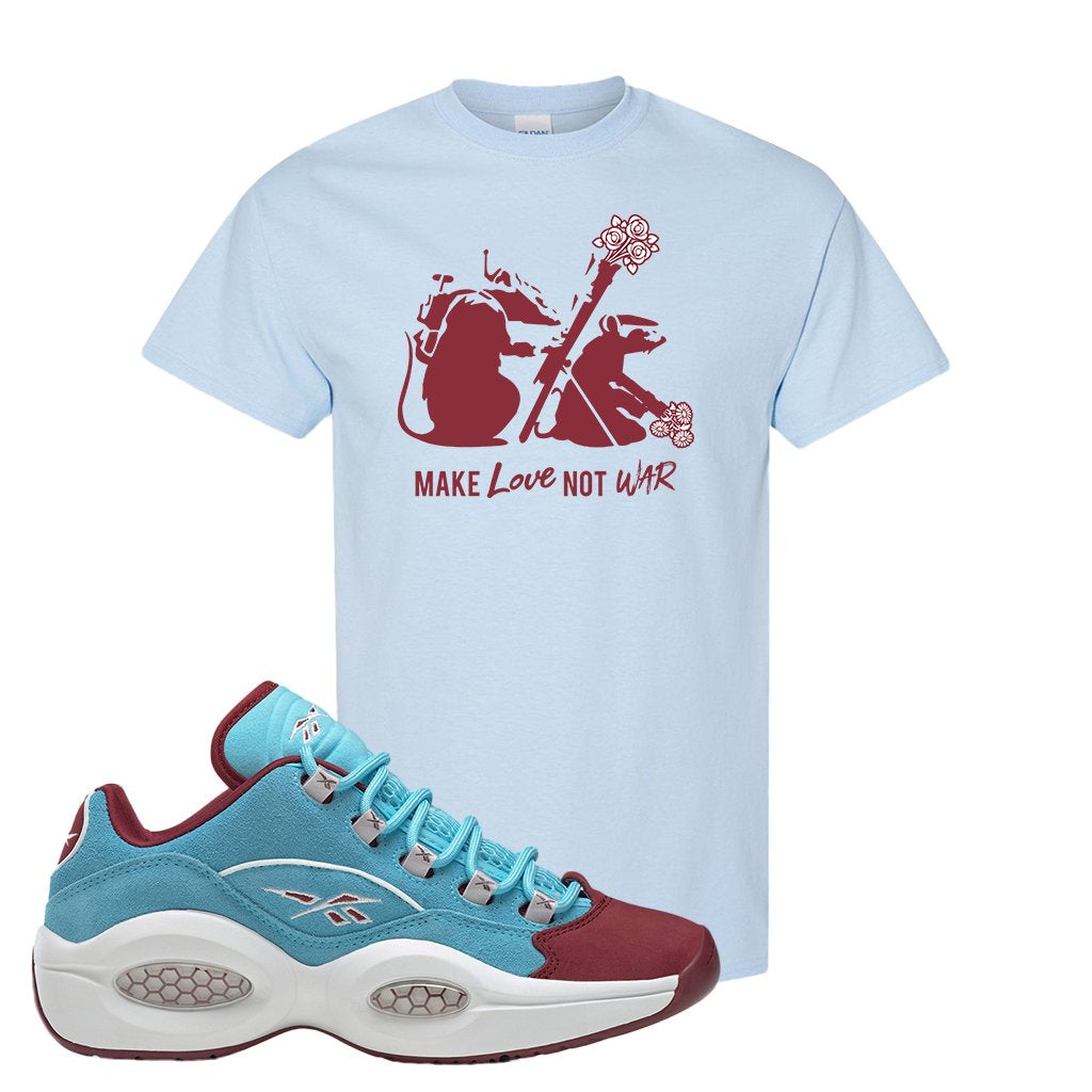 Maroon Light Blue Question Lows T Shirt | Army Rats, Light Blue