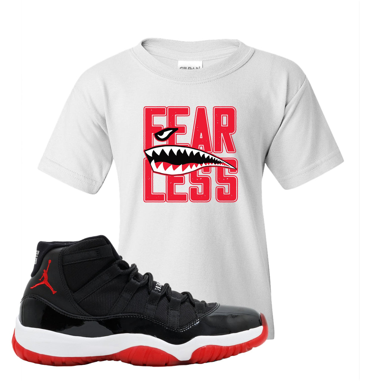 Jordan 11 Bred Fearless White Sneaker Hook Up Kid's T-Shirt