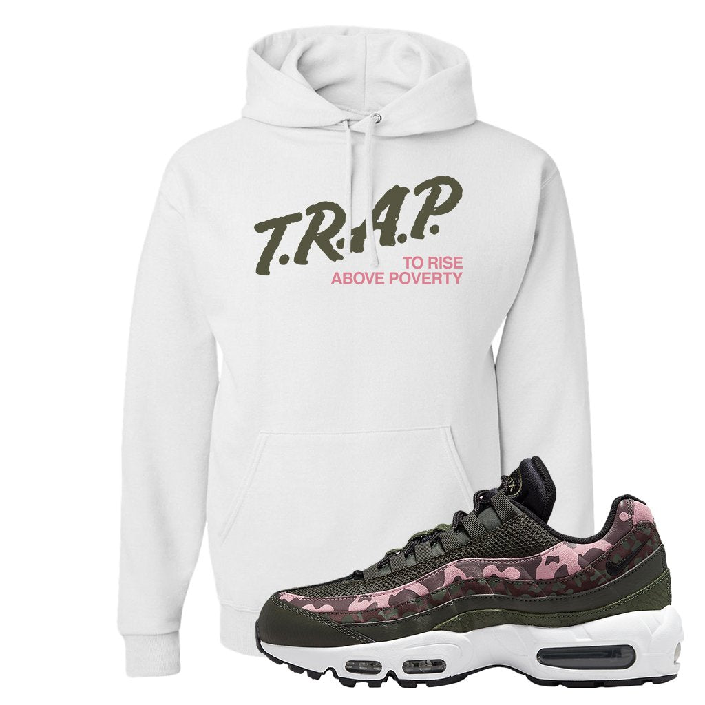 Olive Pink Camo 95s Hoodie | Trap To Rise Above Poverty, White