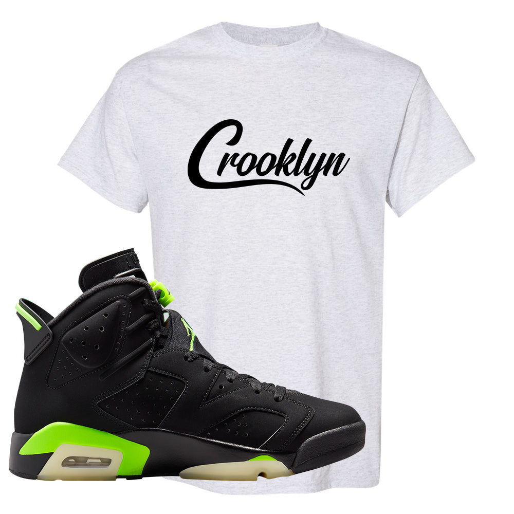 Electric Green 6s T Shirt | Crooklyn, Ash