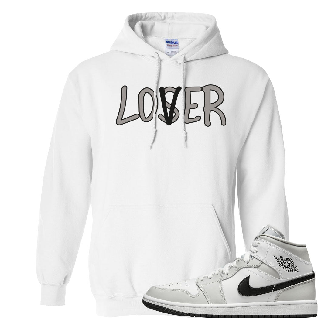 Light Smoke Grey Mid 1s Hoodie | Lover, White