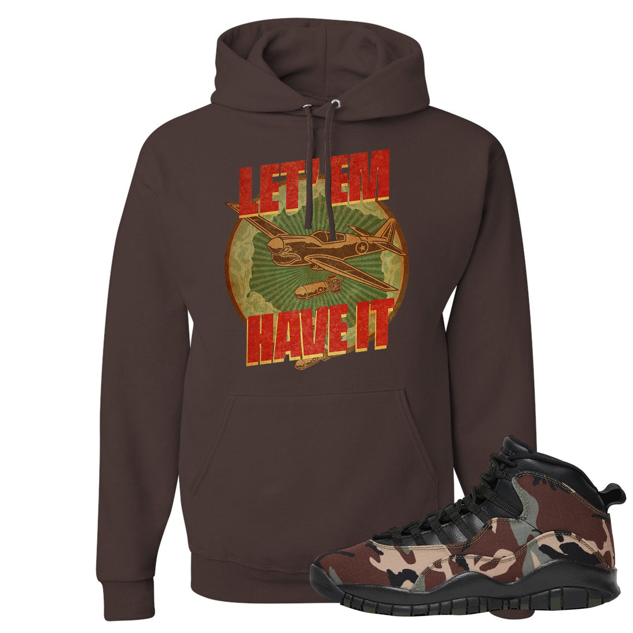 Woodland Camo 10s Hoodie | Let Em Have It, Chocolate