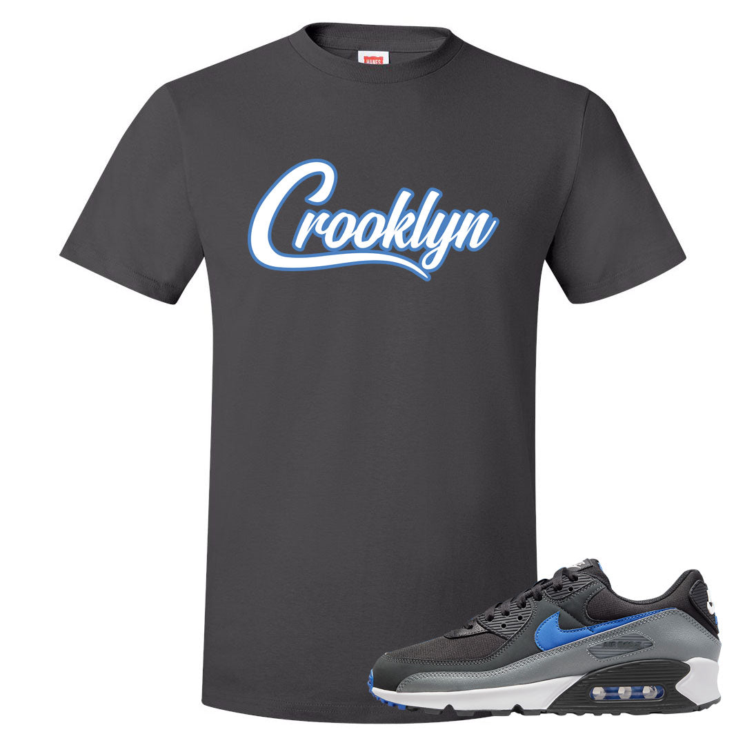 Grey Black Blue 90s T Shirt | Crooklyn, Smoke Grey