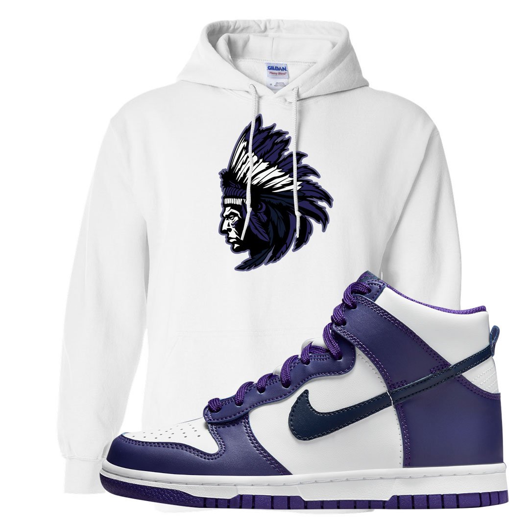 Court Purple High Dunks Hoodie | Indian Chief, White