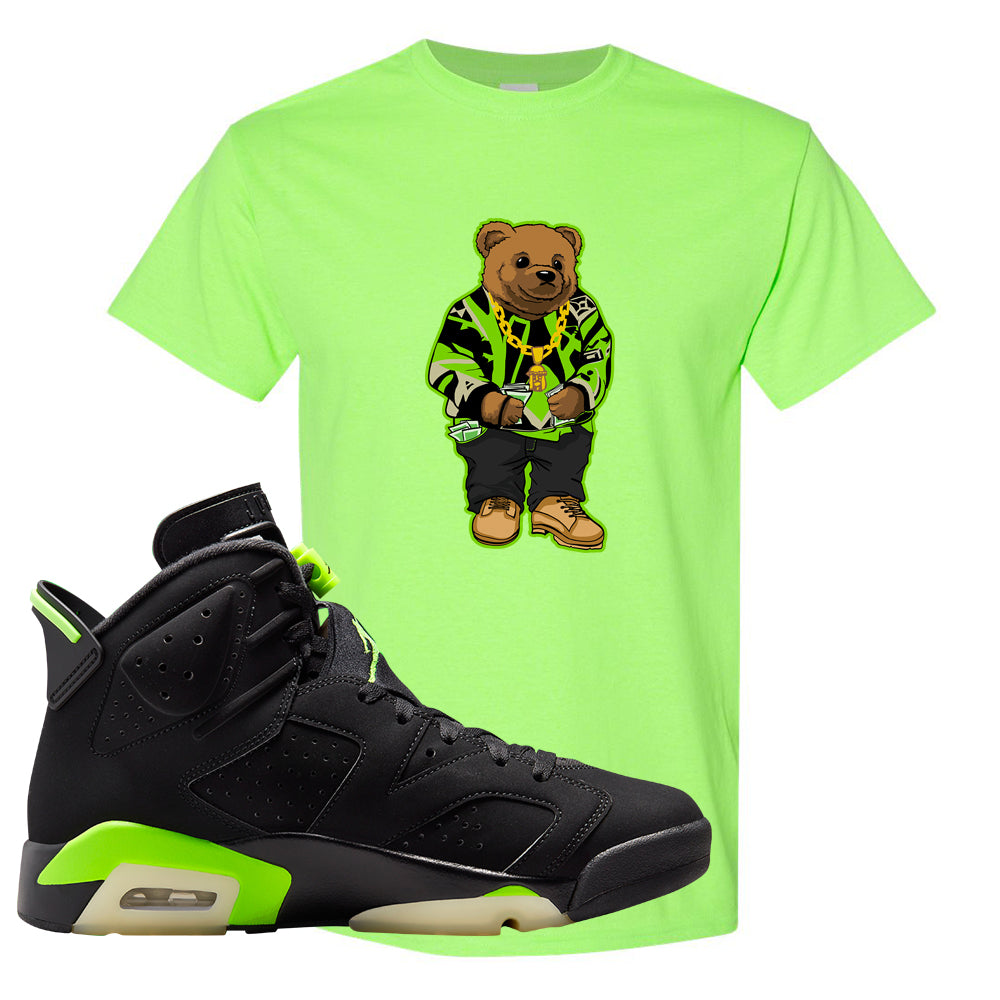 Electric Green 6s T Shirt | Sweater Bear, Neon Green