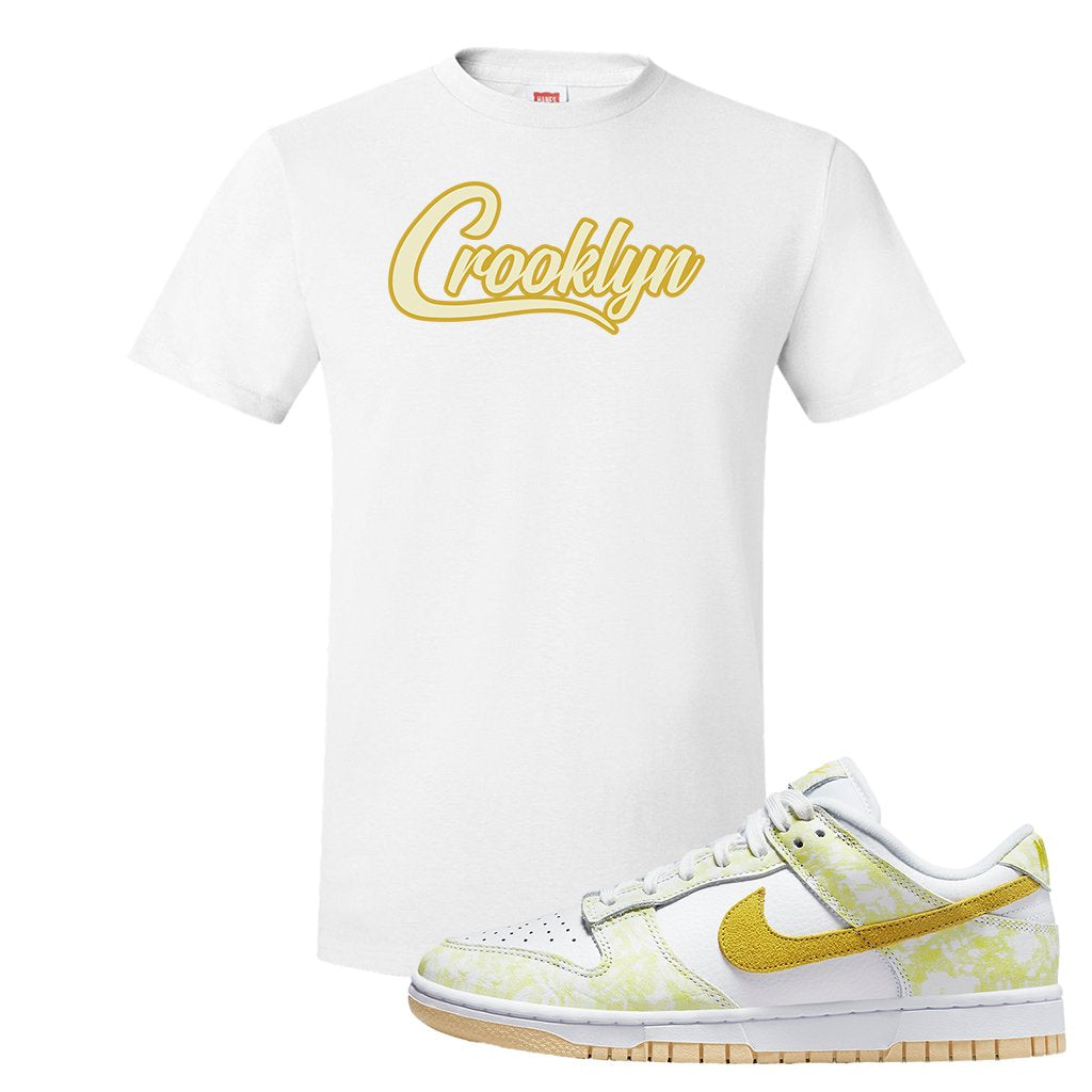 Yellow Strike Low Dunks T Shirt | Crooklyn, White